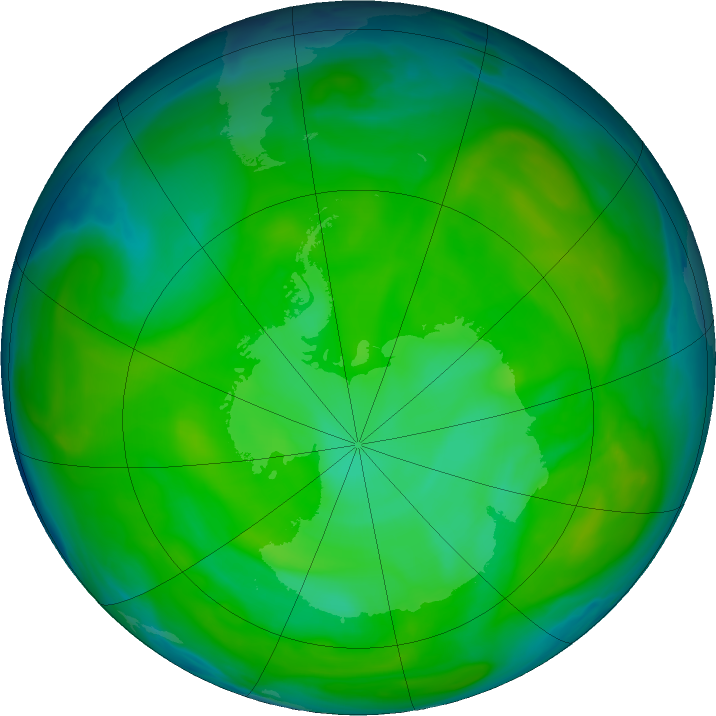 Antarctic ozone map for 06 December 2016